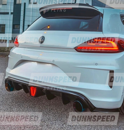 MK3.5 Volkswagen Scirocco R Gloss Black Rear Diffuser With F1 Brake Light